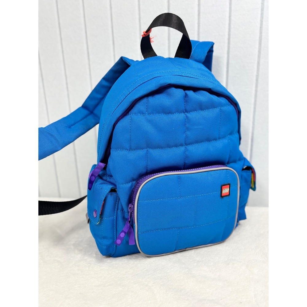 LEGO x Target Quilted Puffer Backpack Blue Limited Edition Brick Pattern NWT